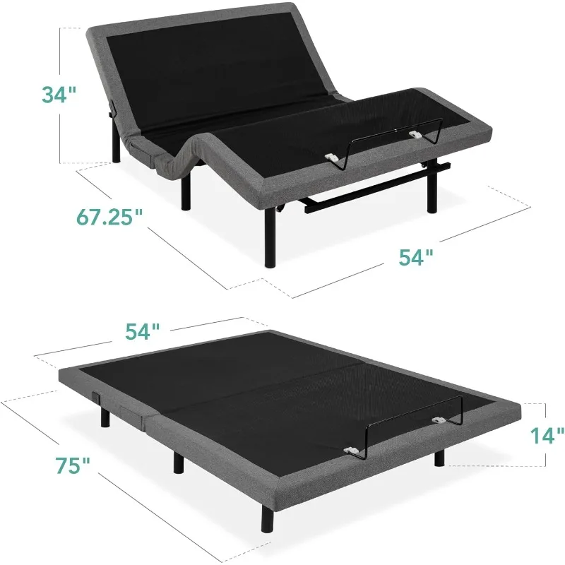 Best Choice Products Ergonomic Queen Size Adjustable Bed, Zero Gravity Base for Stress Management w/Wireless Remote Control