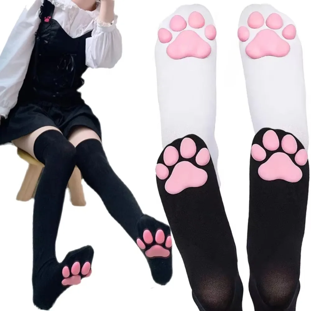 New Gothic Lolita 3D Cat Claws Stockings Tall Sexy Women's Stockings Over The Knee Cute Long Socks for Girls and Ladies
