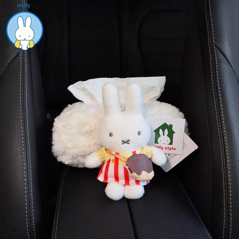 Kawaii Miffy 2026 New Car Tissue Box Cute Doll High‑grade Car Armrest Tissue Holder for Vehicle Interior
