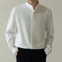 Style Men's Shirt Autumn Lightweight Fashion Korean Version Slims Smooths Silhouette Non-iron Business Ice Silk Sleeve Trendy