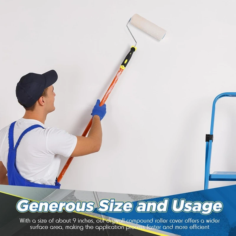 

Drywall Compound Roller Cover 3pcs Drywall Compound Roller Cover with 1pc Paint Roller Frame,