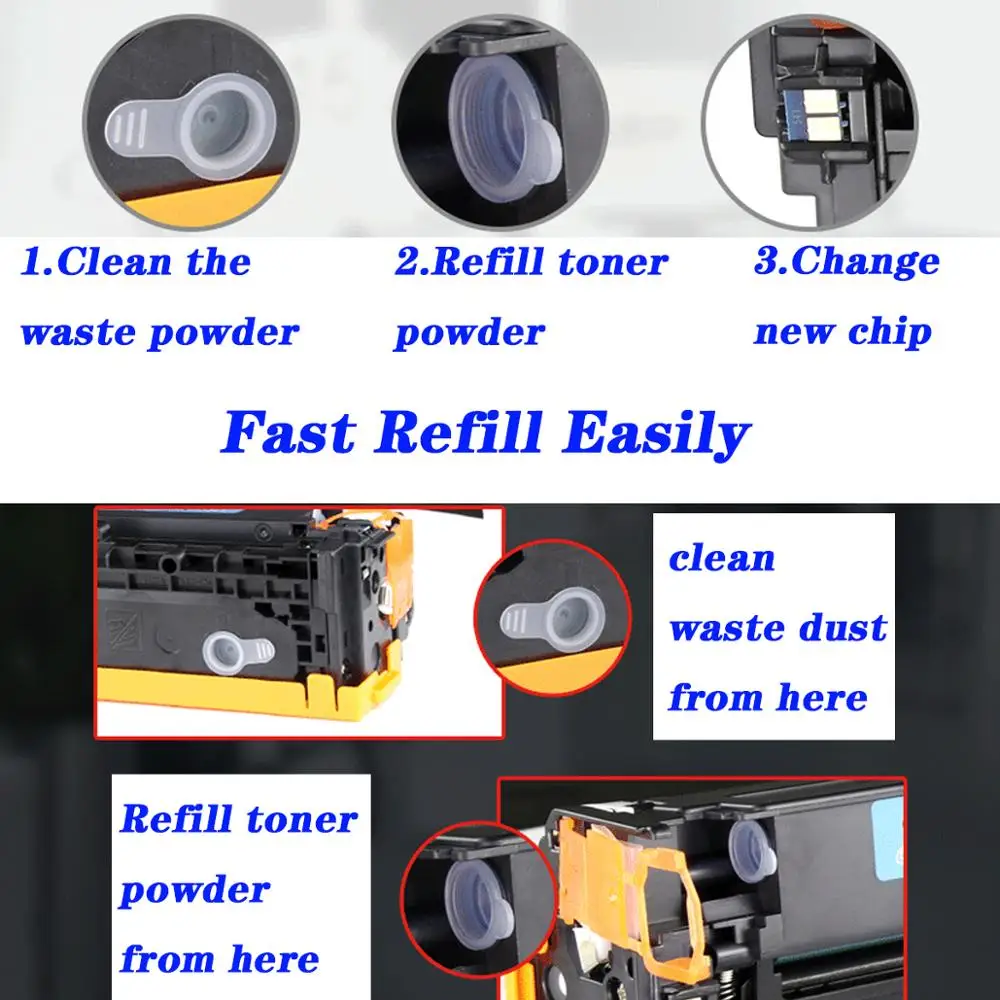 1 Stück cb540a cb541a cb542a cb543a 1215 kompatibler Patronen chip Ersatz für HP Color Laser jet cp1215 cp1515 cp1518 cm1300mfp