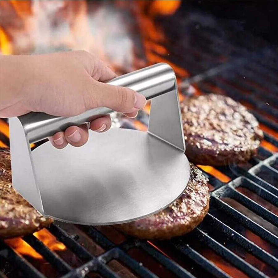 1PC stainless steel round meat press Manual meatloaf Hamburger steak squid press plate Multi-functional household kitchen tool