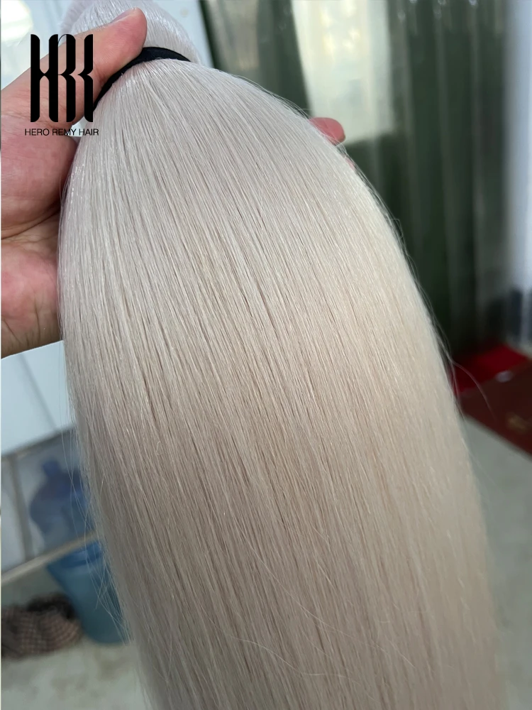 Perpanjangan Rambut Manusia Asli Hero Remy 100% Bundel Lurus Rambut Mentah Untuk Mengepang Salon DIY Keratin V Rambut Cahaya