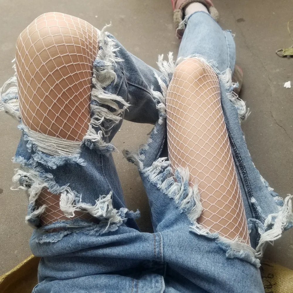 fashion white medium grid women high waist stocking fishnet club tights panty knitting net pantyhose trouser mesh lingerie TT016
