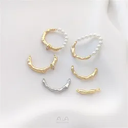 Medio anillo envuelto en oro de 14 quilates, accesorios de anillo de Rama, forma de rama, colgante doble, cadena de perlas Diy, collar, pulsera, varilla de conexión