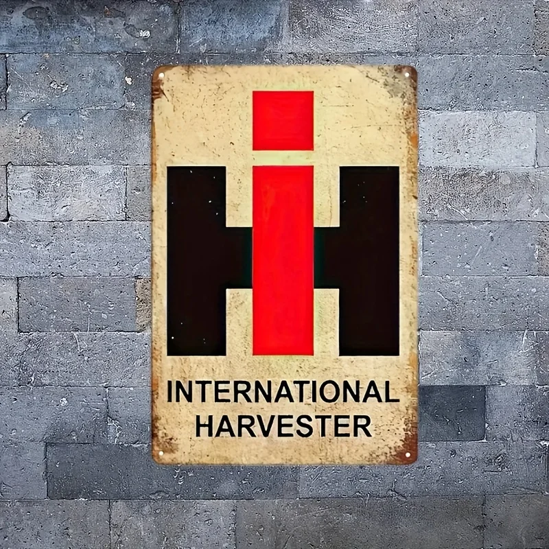 Vintage International Harvester Metal Sign - Reusable Iron Wall Art for Farm, Home, and Business Decor Retro Farming Equipment