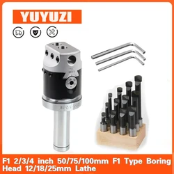 F1 2/3/4 inch 50/75/100mm F1 Type Boring Head 12/18/25mm Lathe Boring Bar Milling Holder For Milling Machine Tools + Hex Wrenche