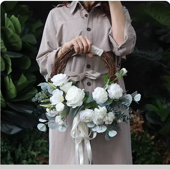 

Rose simulation garland wedding photography props home back decoration wall lintel flower restaurant ornaments hanging.