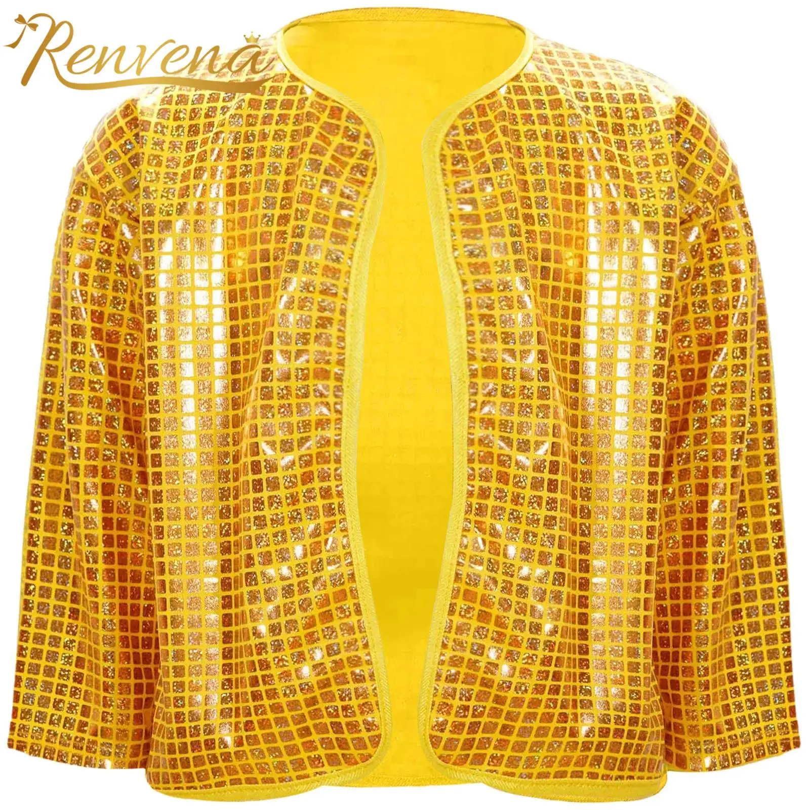 

Детский клетчатый кардиган для девочек с металлическим блеском, верхняя одежда, модная детская куртка, Женский костюм для выступлений и джазовых танцев