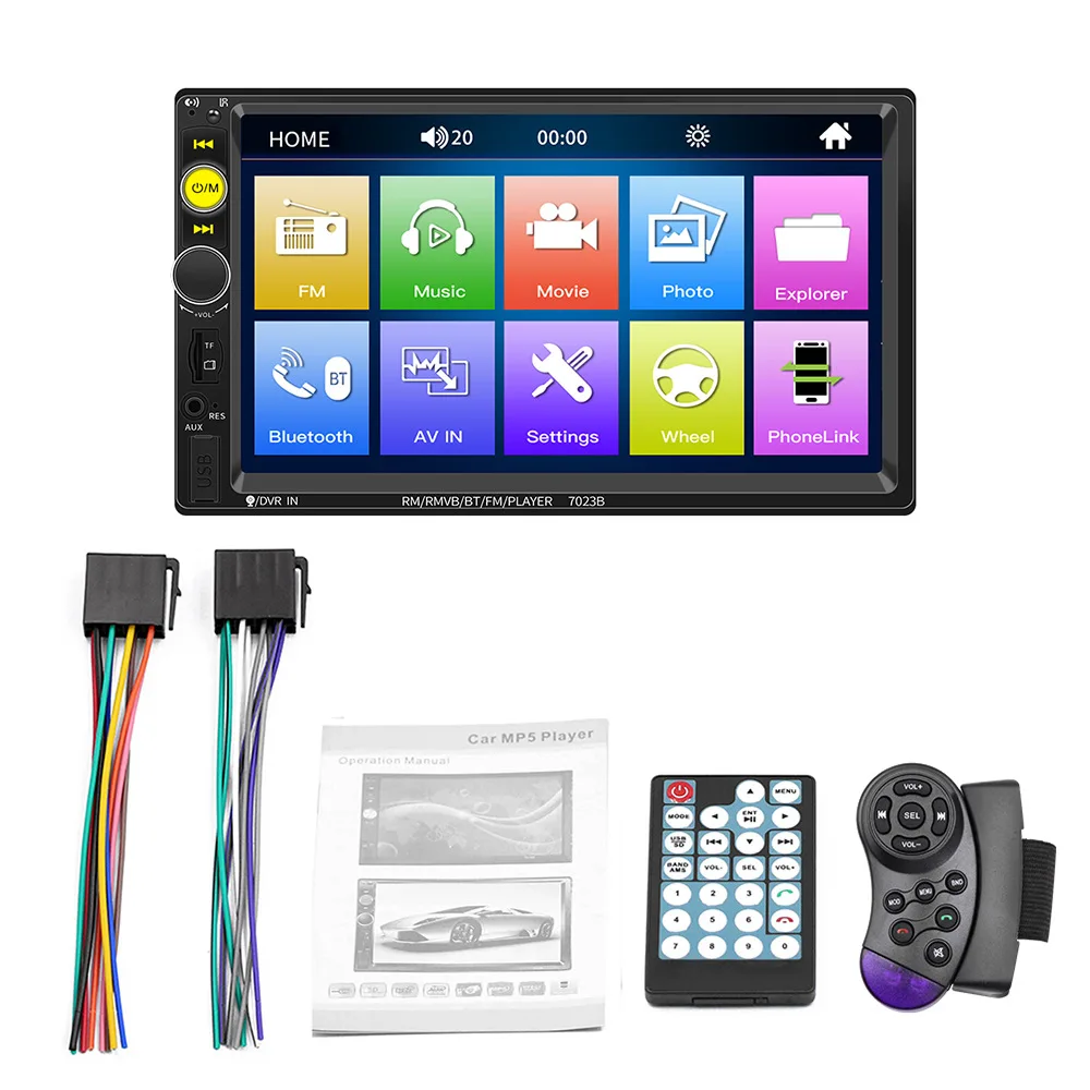 

Car audio high-definition 7" MP4 MP5 player Bluetooth hands-free FM card inserting machine Reversing priority colorful sterreo