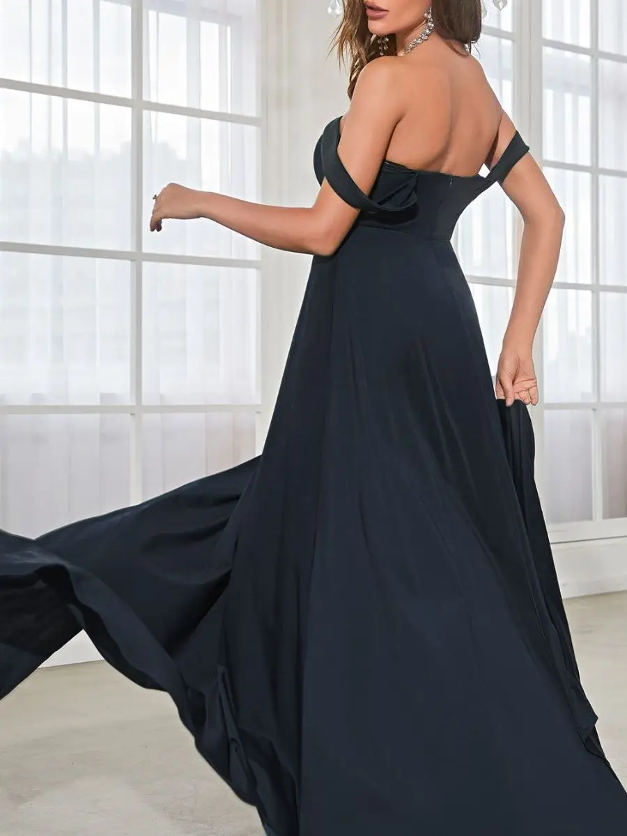 Robe de soirée longue en mousseline de soie, fente Dr, taille haute, magnifique jupe pivotante, cadeau léger transfrontalier