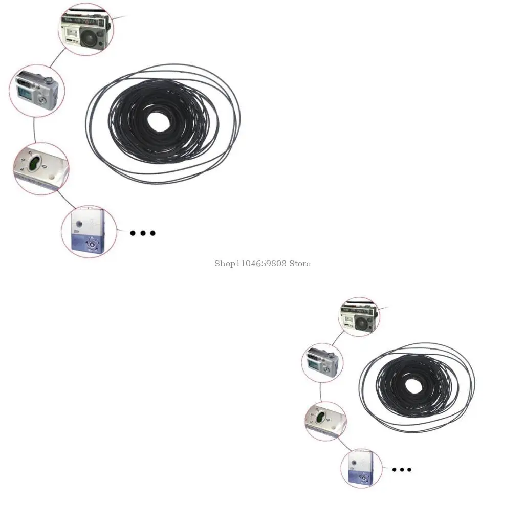 1mm Square Cassette Tape Machine Belt Set 40-135mm Fold for Recorders and Drives