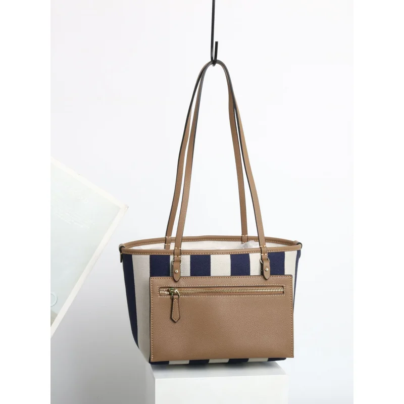 Special-Interest Design Fashion Striped Fabric Contrast Color Tote Large Capacity Casual Shoulder women's Bag