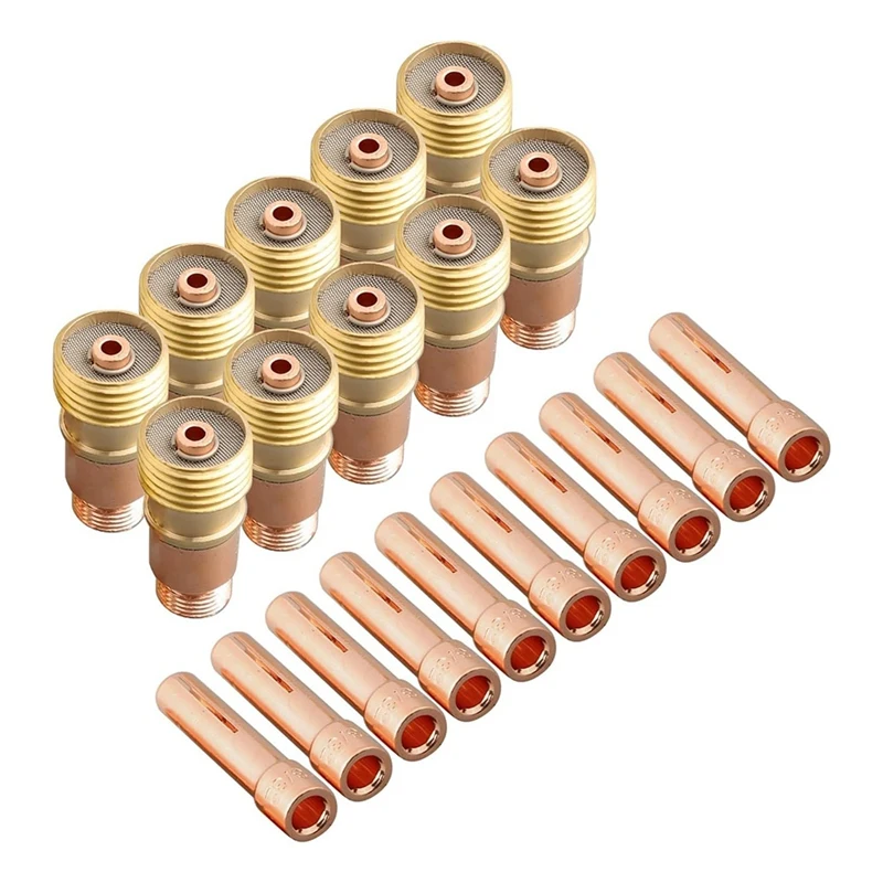 20Pc TIG Welding Torch For Stubborn Gas Lens Chuck Body 17GL18 1/8In Chuck 10N25S Copper Consumables Kit For WP 17 18 26