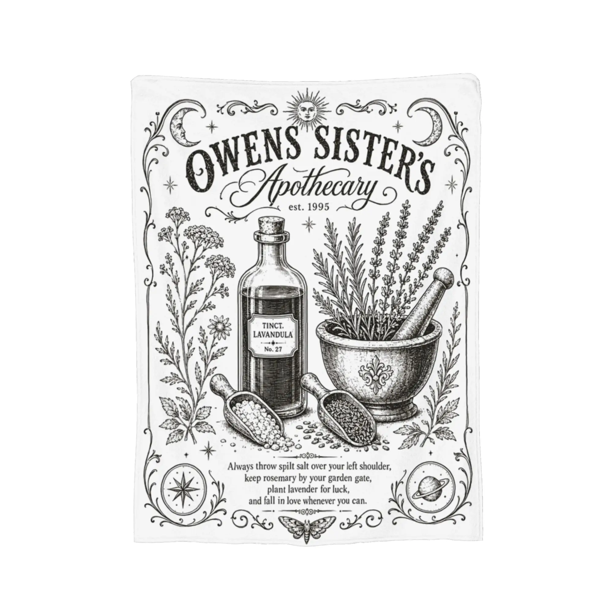 Owens Sisters Apothecary Halloween Practical Magic Blankets  Wool Vintage Warm Throw Blankets for Home Summer