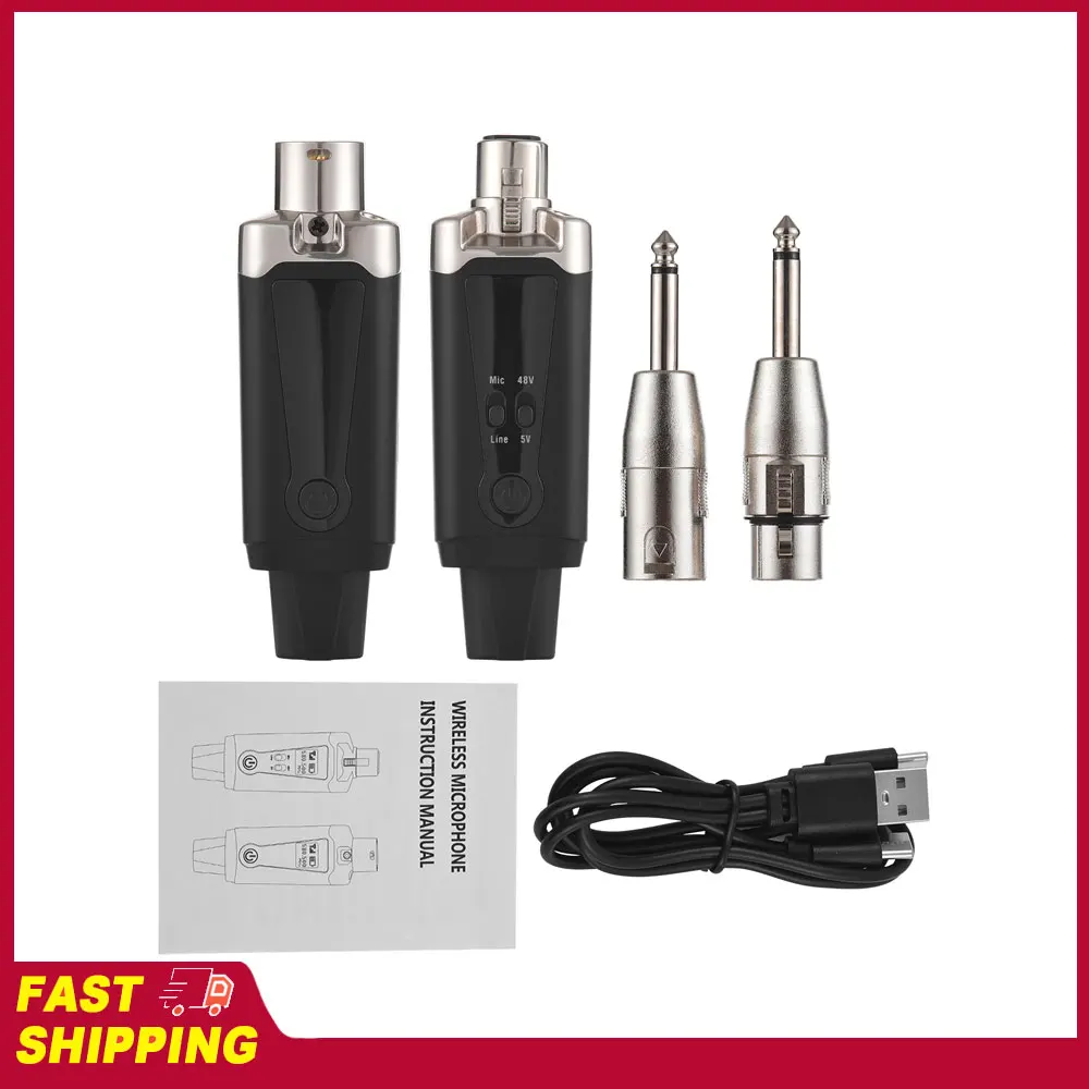 

Беспроводная микрофонная система UHF с передатчиком и приемником XLR для аудиомикшера, электрогитары, баса, с регулируемыми режимами