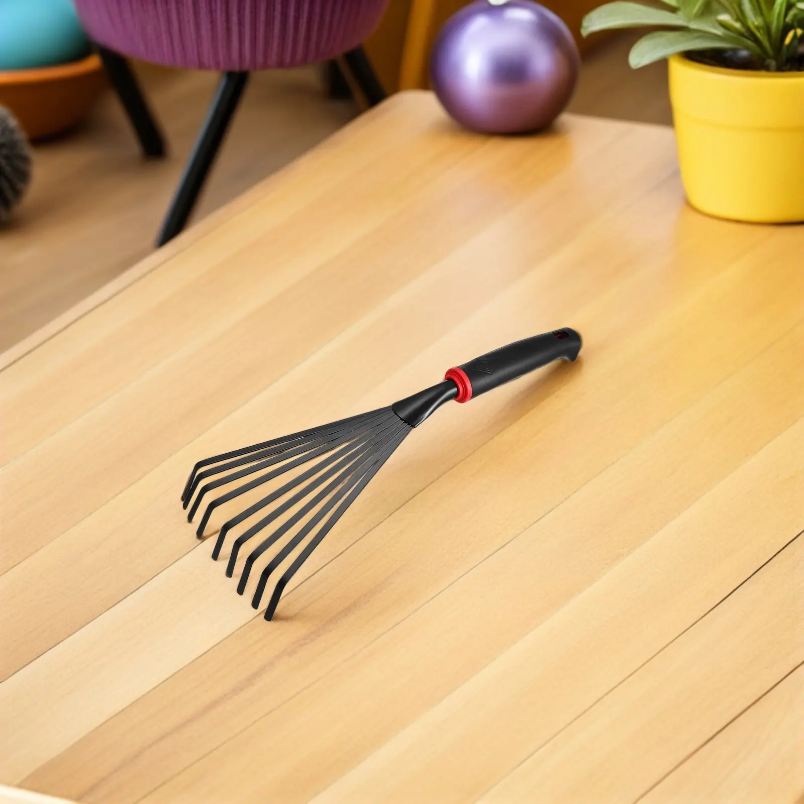 Mini Garden Tool Set 3 Piece Metal Hand Rake Trowel and Weeder for Soil Cultivating Leveling and Mulching
