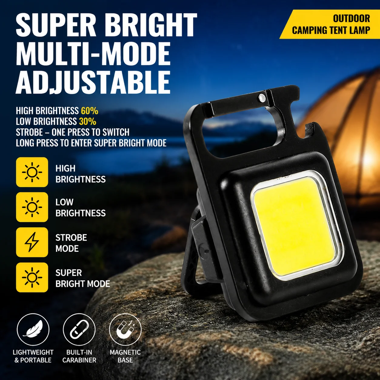 COB Portable Keychain Lamp USB Rechargeable Outdoor Emergency Light Flashlight Mini Torch