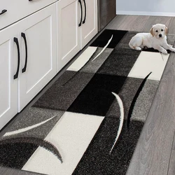Fashion Modern Living Room Carpet Kitchen Mat Home Entrance Doormat Bedroom Decor Carpets Hallway Black Grey Anti-Slip Floor Mat