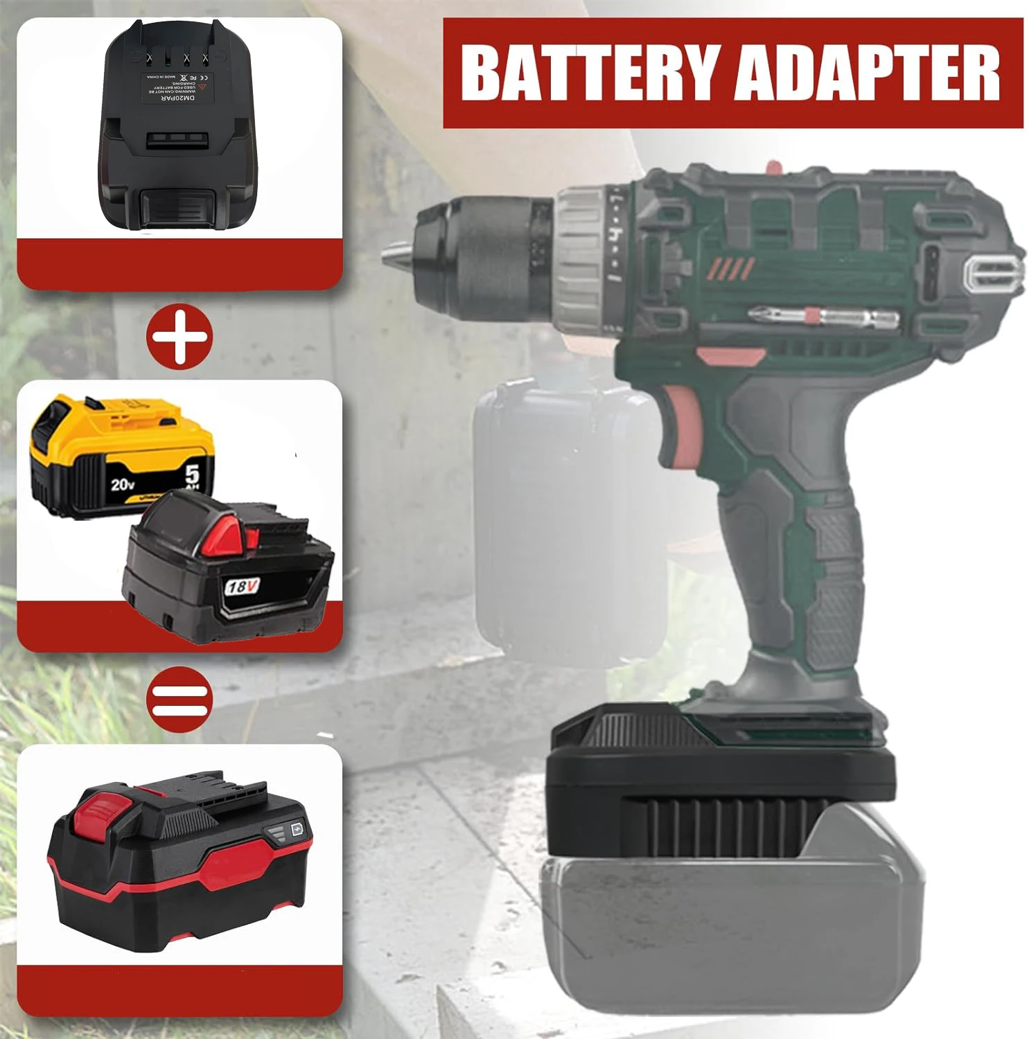 Imagem -02 - Milwaukee Lithium Battery Power Tool Adaptador Broca Conversor Milwaukee 18v M18 Bateria de Lítio Converter para Parkside 20v