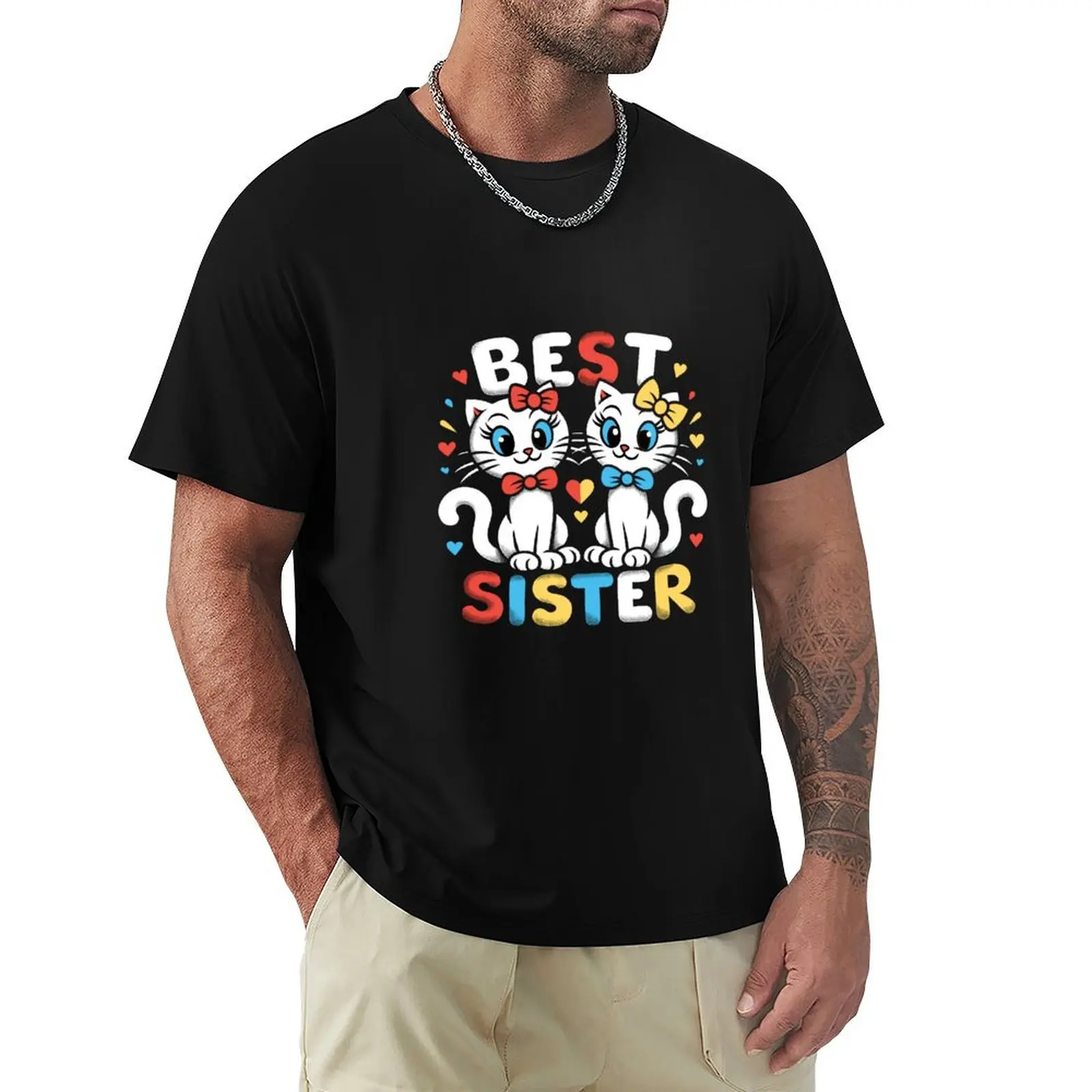 best sister cat -national siblings day-Purrfect Sisterhood T-Shirt Casual Fashion Short Sleeve Cotton T-Shirt