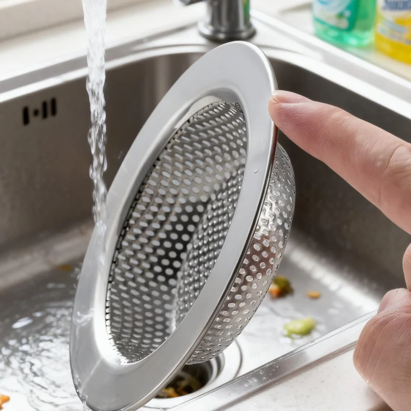 3-Pack Suitable for Standard Kitchen Sinks, Suitable for Home and Commercial Kitchens, Prevents Clogging, Polished Surface, Durable, Double-Layer Anti-Clogging Sink Filter, 304 Stainless Steel Kitchen Drain Basket
