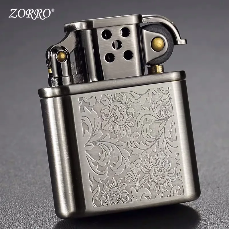 

Зажигалка ZORRO Z506 из латуни, винтажный стиль «Девять Врат», с гравировкой Танццао, ветрозащитная, многоразовая, подарочная
