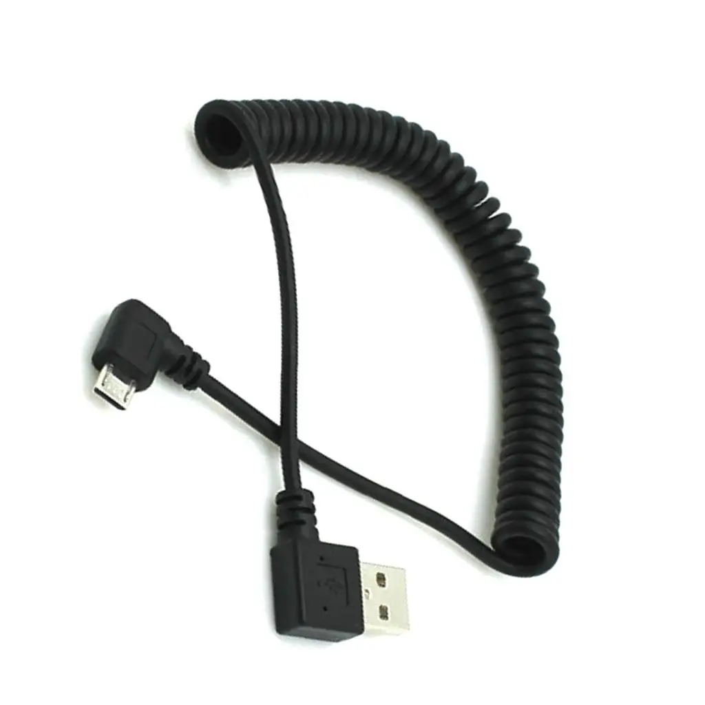USB to Micro USB Cable Portable Spring Coiled 1.5m Black Fast Charging Adapter for GPS MP3 PDA Android Smartphones