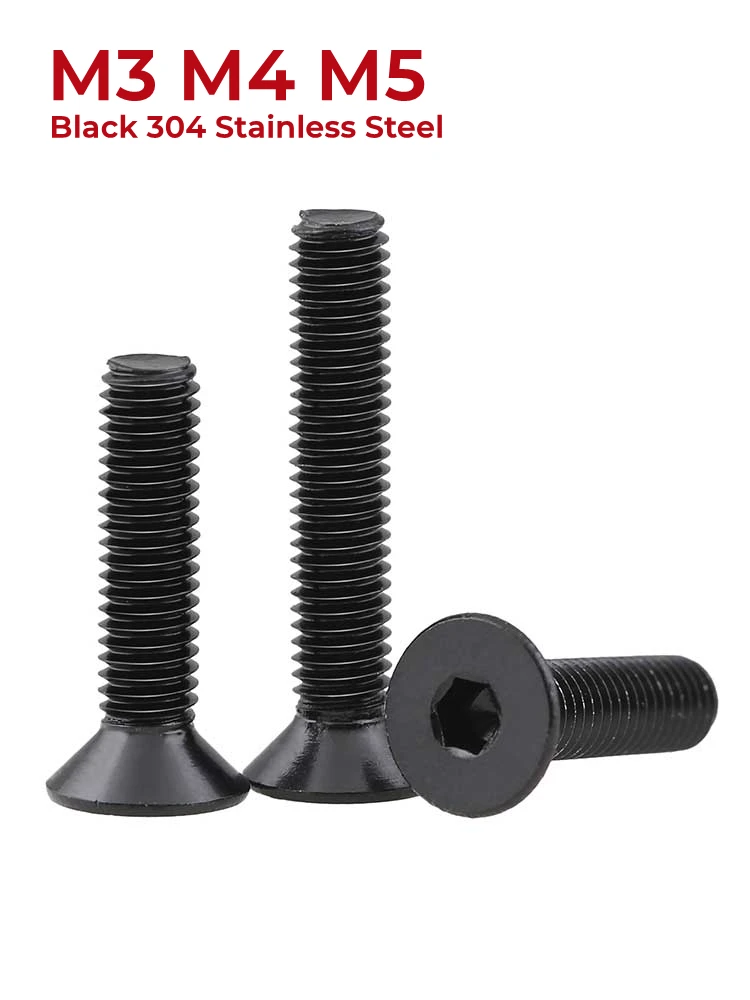M3 M4 M5 Din7911 Black 304 A2 Stainless Steel Hexagon Hex Socket Flat Countersunk Furniture Screws Allen Bolts