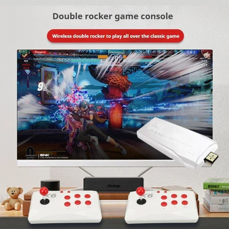 X6 ريترو لعبة فيديو وحدة التحكم 2.4G اللاسلكية 4K HD مزدوجة الروك وحدة التحكم عصا 64 جيجابايت المدمج في 15000 ألعاب ريترو للعب الاطفال هدية