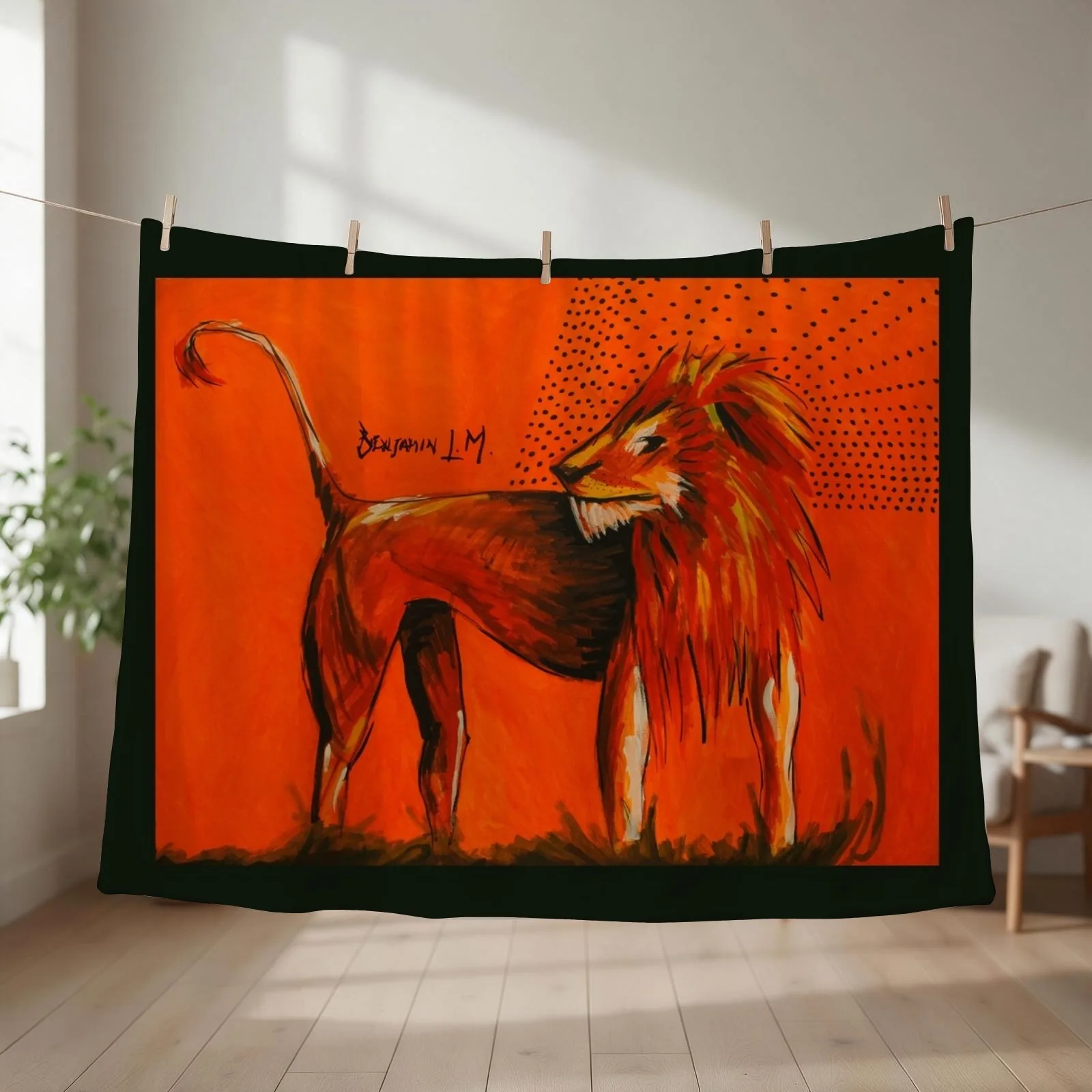The King Of The Jungle Handles The Human Condition With Grace Throw Blanket couch cozy soft plush fuzzy picnic outdoor blanket