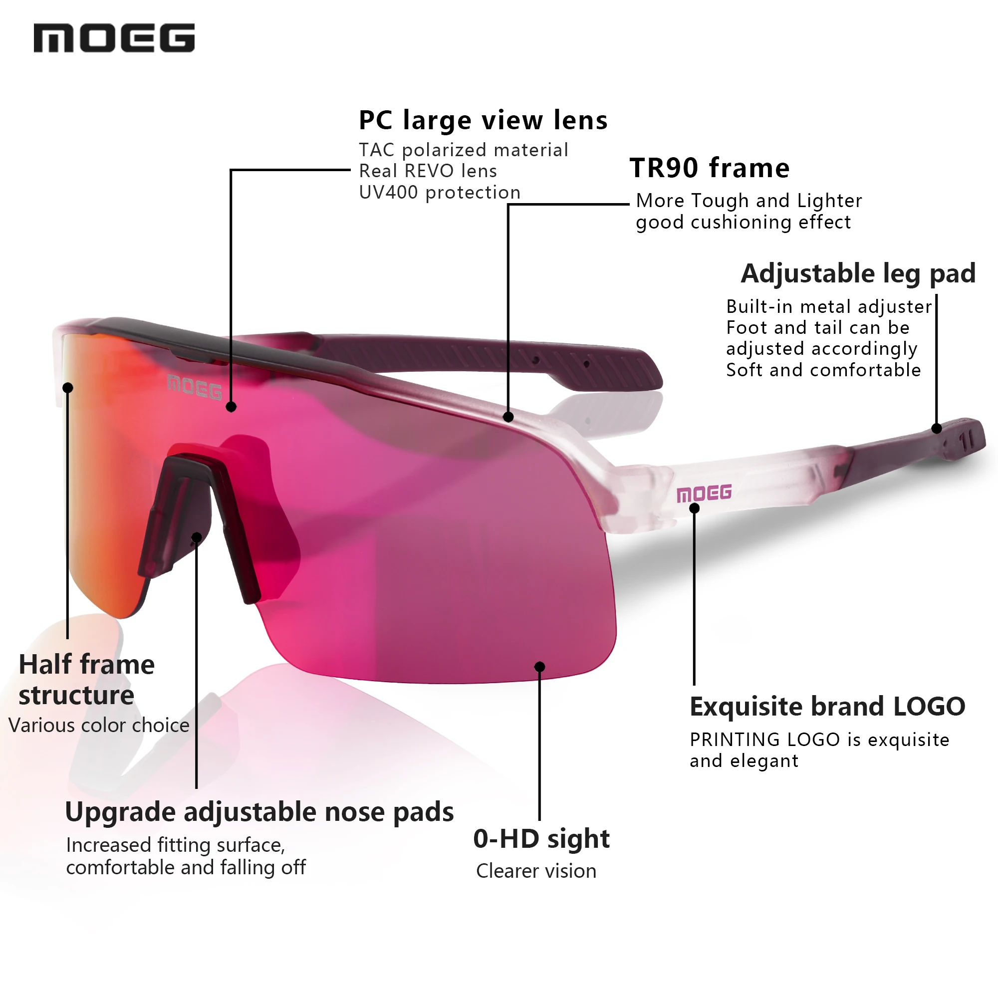 MOEG UV400 защитные спортивные солнцезащитные очки в полуоправе велосипедные очки MTB велосипедные очки анти-УФ велосипедные солнцезащитные очки