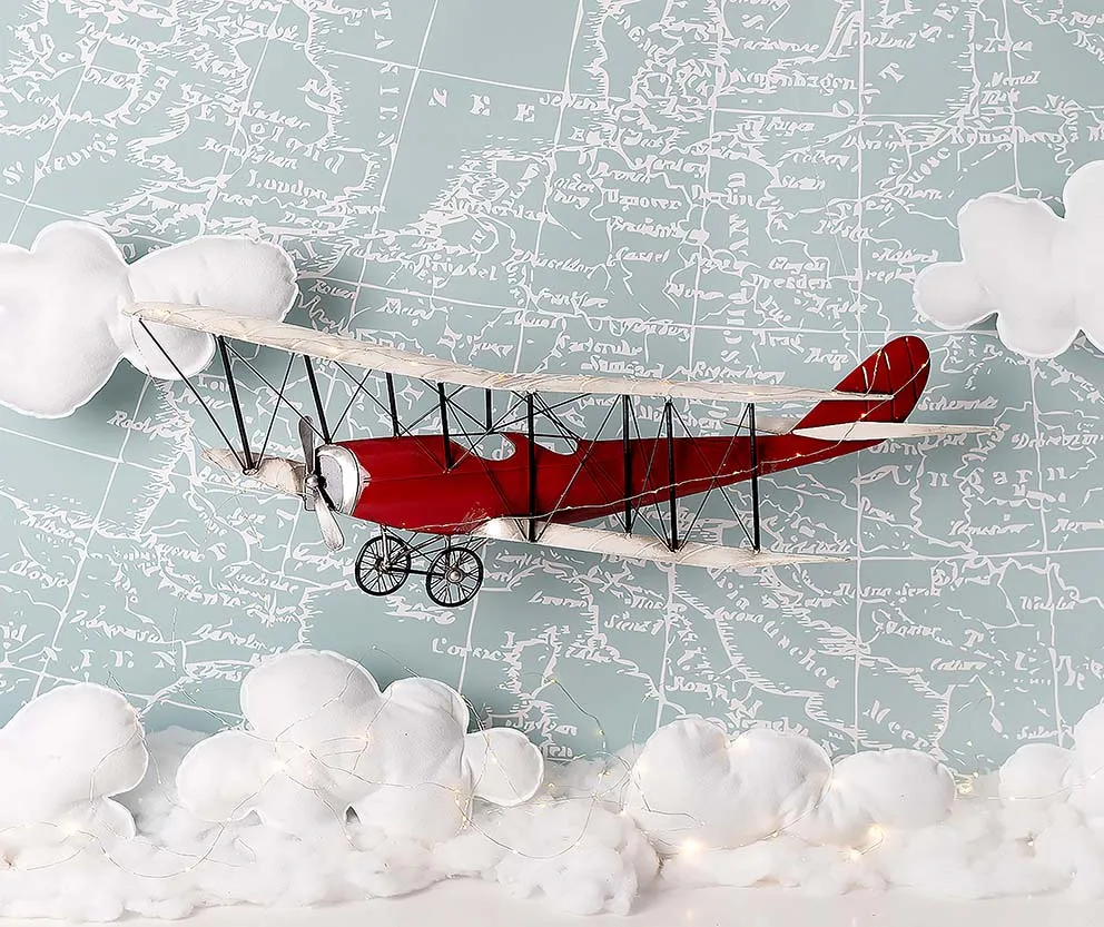 Photography Background Adventure Travel World Suitcase Airplane Birthday Party Backdrop for Photo Studio Photocall Props