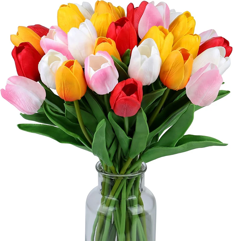 5/10Pcs Künstliche Tulpe Blumensträuße Indoor Hause Zimmer Dekor Garten Hochzeit Dekoration Party Tisch Vase Ornament Gefälschte Blume