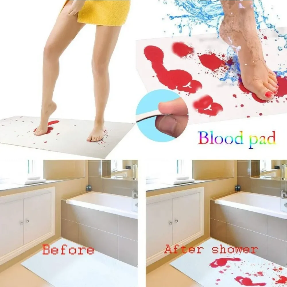 New Creative Halloween Blood Footprints Bath Mat Horror Rug Toilet Carpet Non Slip Absorbent Shower Bathroom Mat Rugs Floor Mat