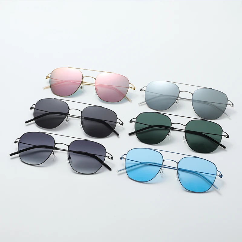 

2023 Denmark Double Beam Sunglasses Fashion Pilot Screwless Ultralight Men Women Square Sun Glasses Eyewear Prescription Lenses