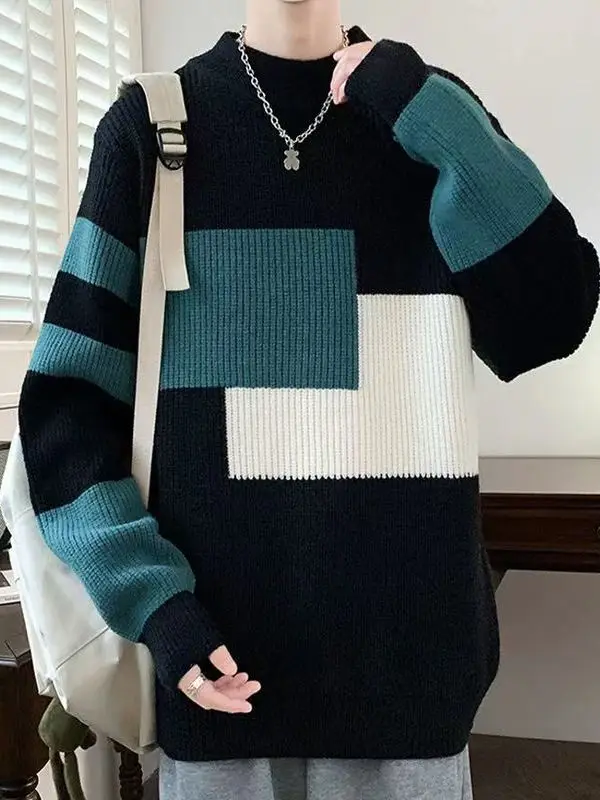 

Color Blo Knitwear Men's Winter plus Size Loose Comfortable Warmth Long Sve round Ne Pullover Casual Faion Polyester...