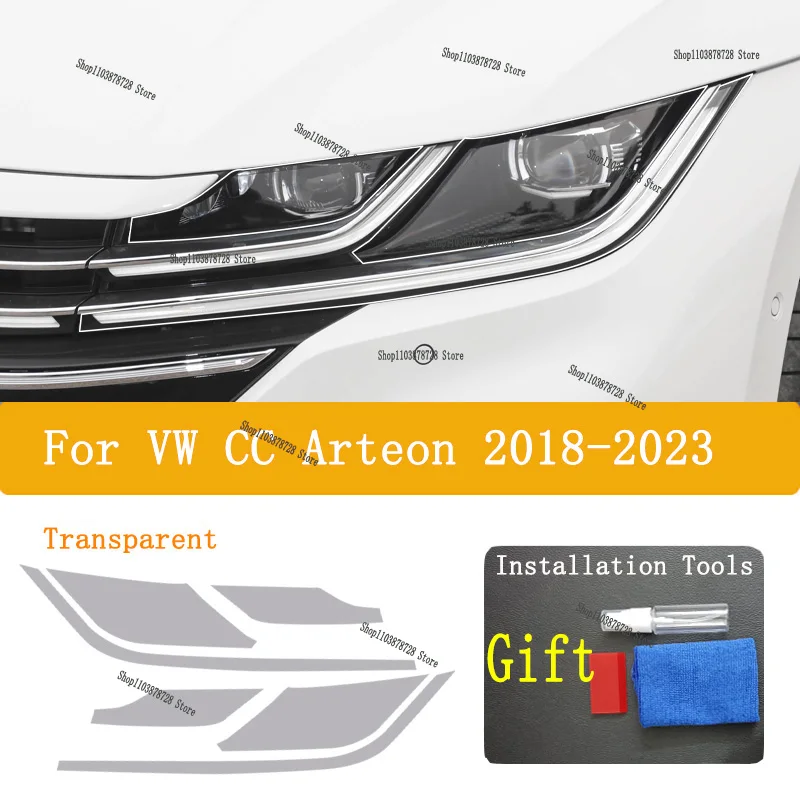

For VW CC Arteon (2018-2023) Car Exterior Headlight Anti-scratch Front Lamp Transparent TPU Protective Film Sticker