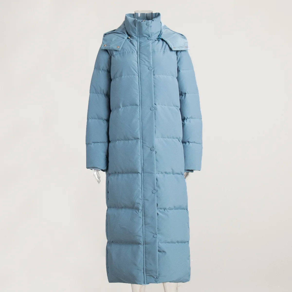 Winter Thickened Long Down Coat Filled with White Duck Down for Women. High-end, Hooded, Extra-long Outerwear.