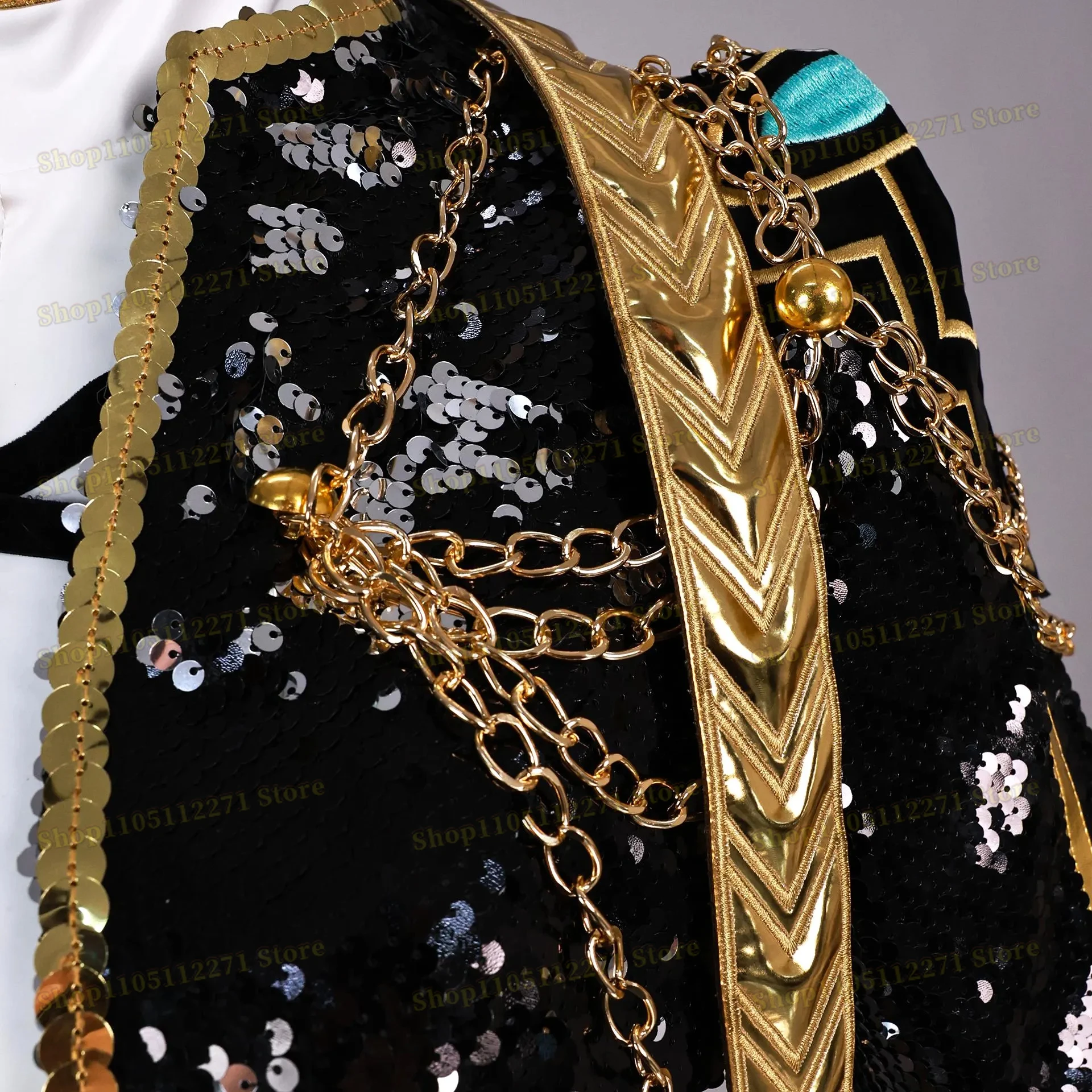 K-POP شيطان الصيادين تأثيري رومي زوي ميرا الأسود المرحلة موحدة هالوين ازياء المرأة تنورة علوية سترة أغطية الرأس شعر مستعار