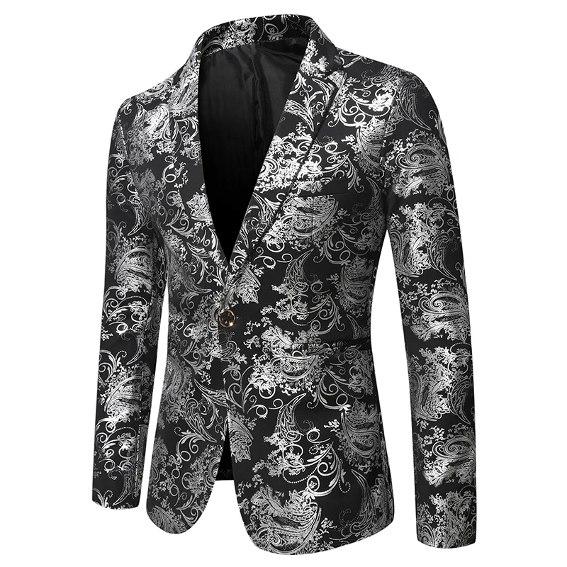 Shiny Blazer 2023 Autumn New Bronzing Men Fashion Slim Fit Suit Jacket Wedding Nightclub Stage Party Dress Male Clothing