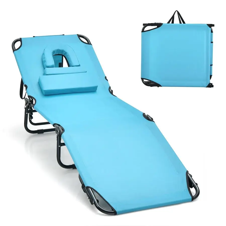 

Folding Chair Adjustable Beach Patio Lounge Recliner