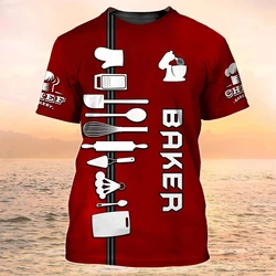 Unique Chef Customized Men's T-shirt for Pastry Kitchen Cooking Round Neck Top with Breathable and Dirty Resistant Short Sleeves