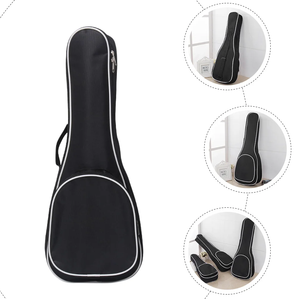 Tas Ukulele 23 Inci Hitam Bahan Oxford Tebal Portabel Tahan Air Kantong Penyimpanan Tas Perjalanan Ukulele Hitam
