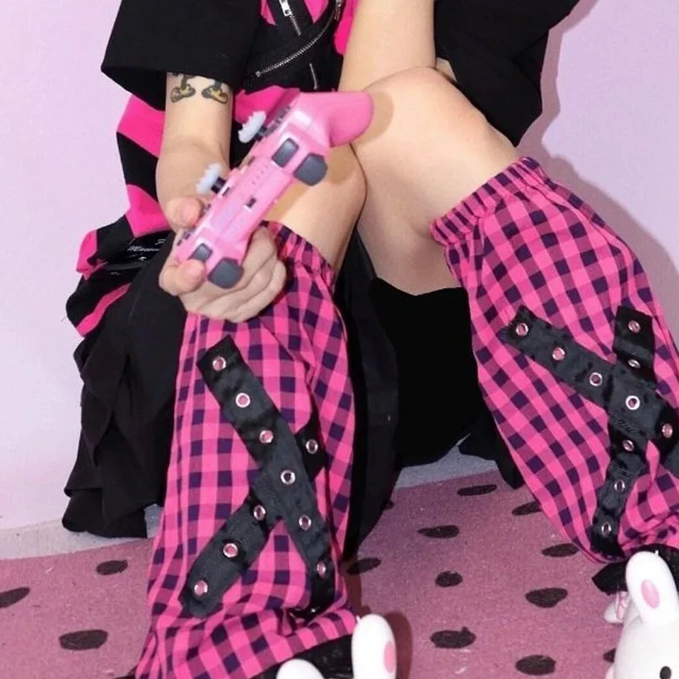 2024 Japanese Style Plaid Print Y2k Punk Leg Warmers Harajuku Cool Aesthetic Hip Hop Kpop Kawaii Fashion Leg Warmers