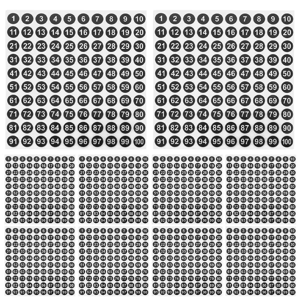 100 листов наклейки с круглыми номерами, липкие цифры, цветные круглые маленькие пронумерованные этикетки, медная пластина, самоклеящаяся офисная пластина