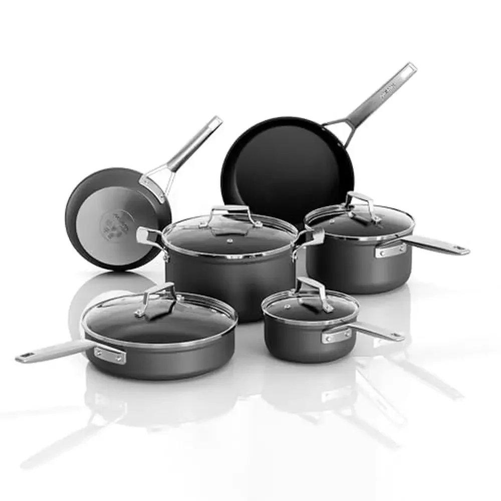 Non Stick Cookware Set 10-Piece Pots and Pans Easy Clean-Up Even Heating All Stovetops Oven Dishwasher Safe 700℉ Durable Fast