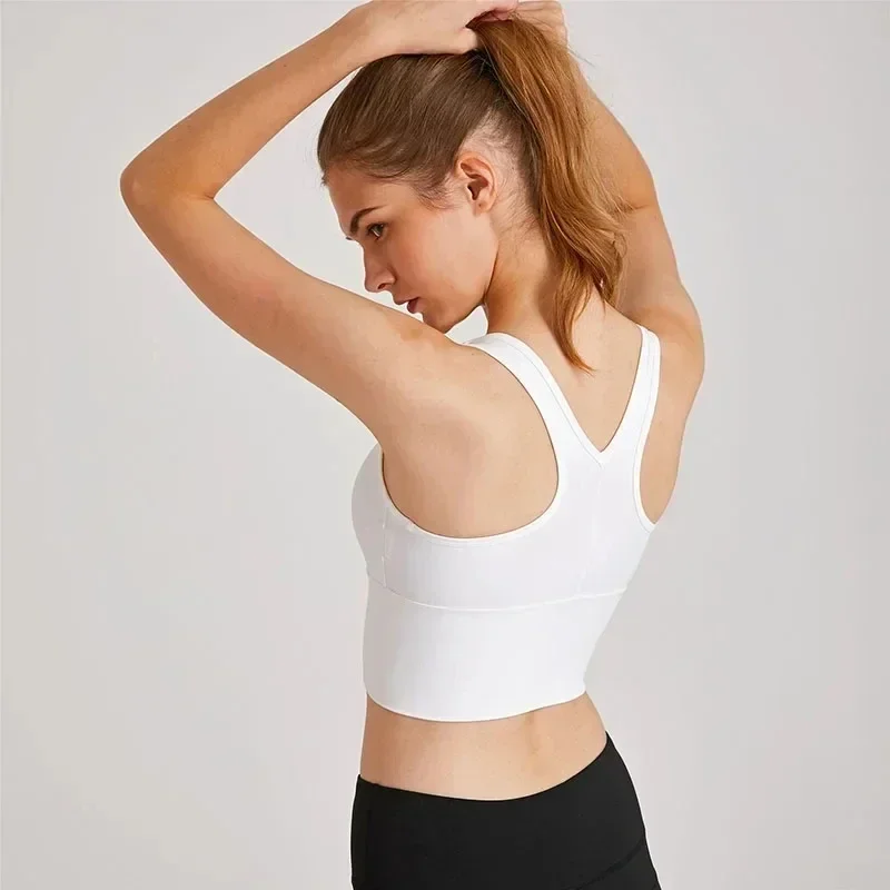 Canotta sportiva da donna nuova a forma di U reggiseno posteriore di bellezza senza filo di goffratura sensazione di nudo pantaloni attillati a vita