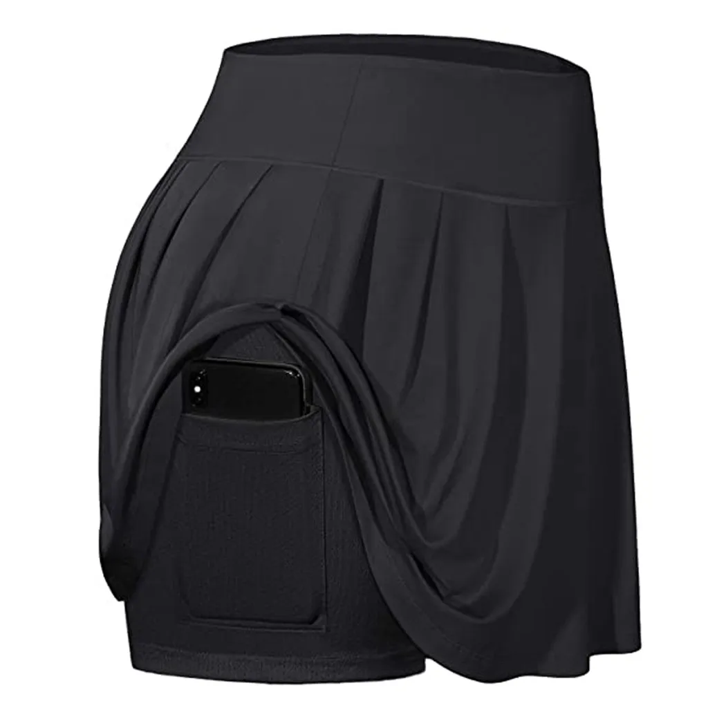 Women'S New Spring And Summer Tennis Skirts Run Yoga Inner Shorts Elastic Sports Pockets Skorts High Waist Short Skirt